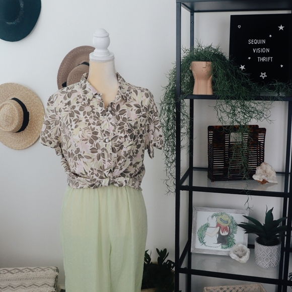 Floral button down top